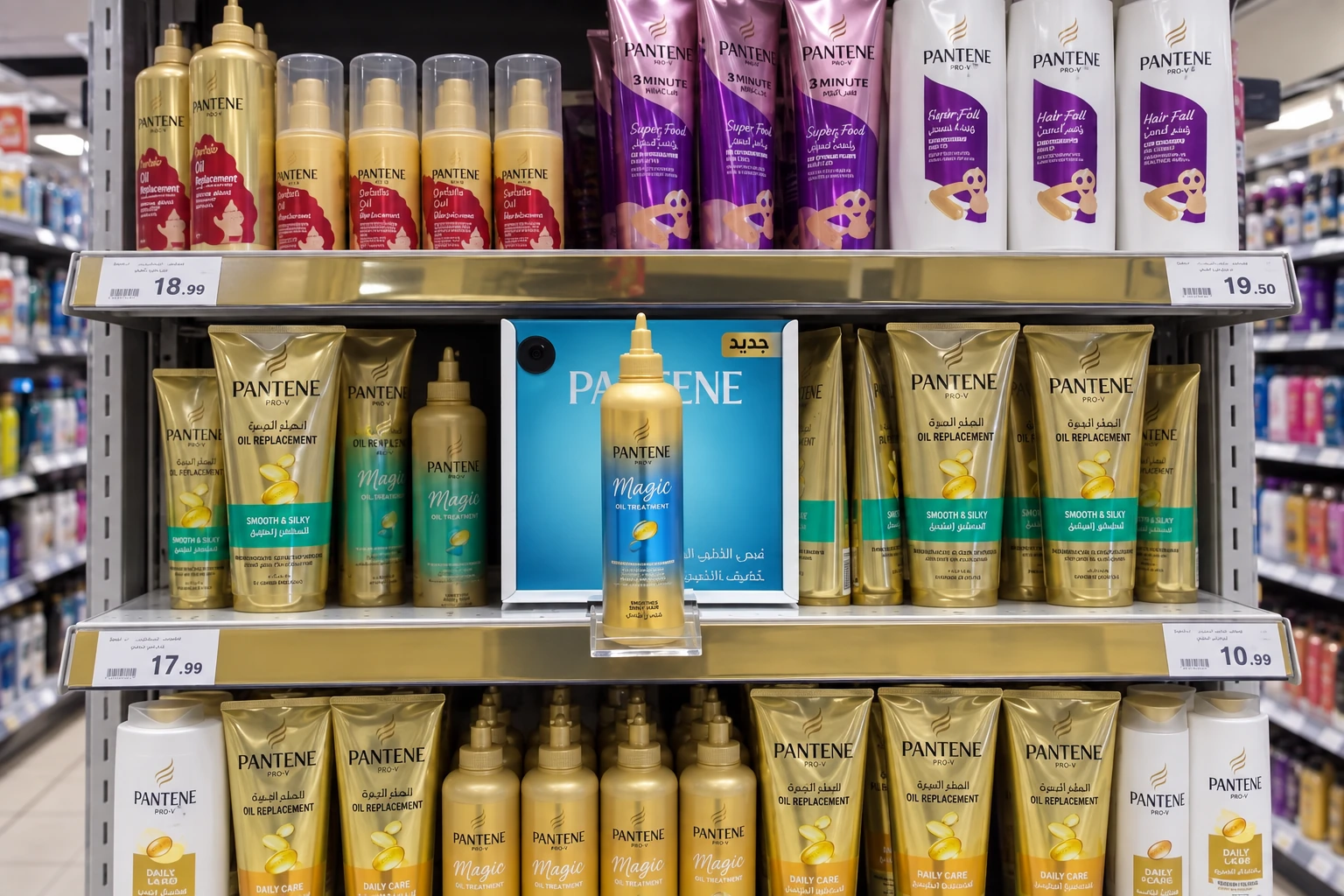 AI-enhanced visualisation — Pantene yellow-bottle shelf feature